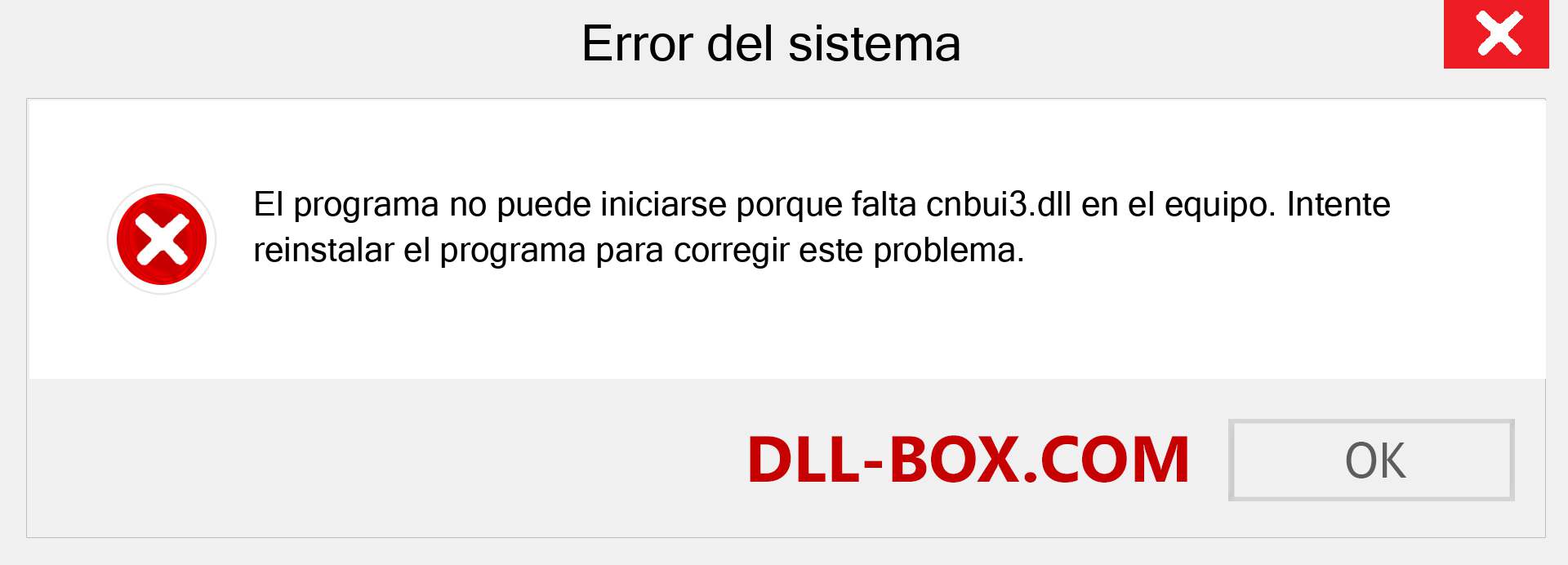 ¿Falta el archivo cnbui3.dll ?. Descargar para Windows 7, 8, 10 - Corregir cnbui3 dll Missing Error en Windows, fotos, imágenes